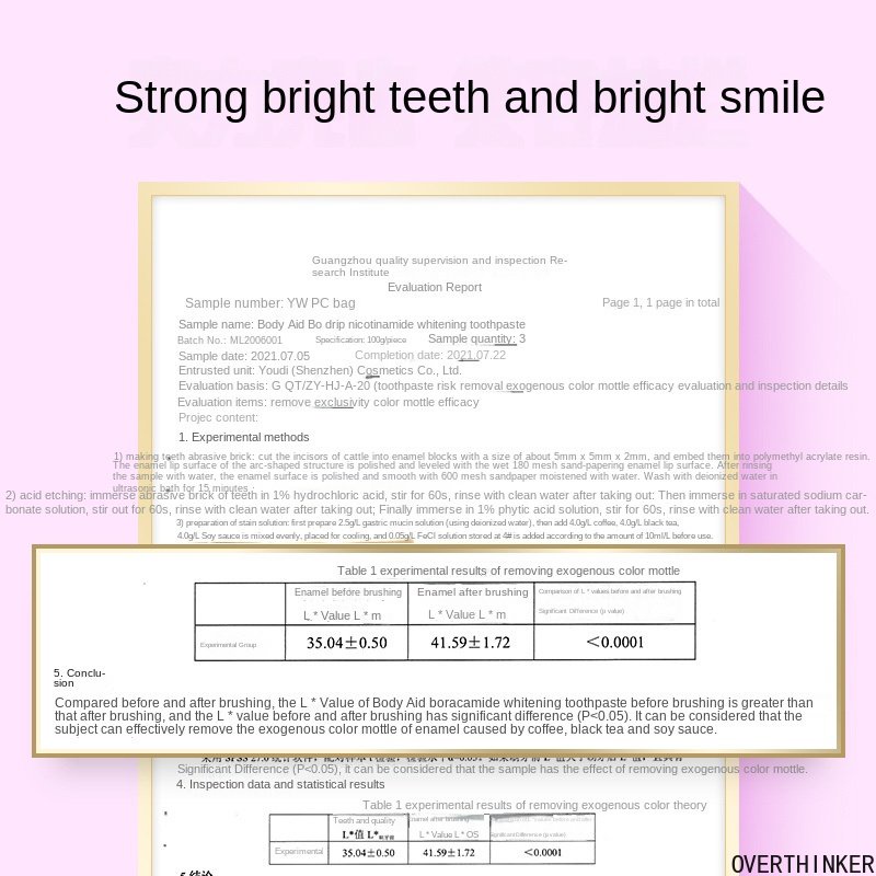 博滴烟酰胺美白牙膏 Original Bodyaid  Niacinamide Whitening Toothpaste To Remove Tooth Stains  Bad Breath Counter Toothpaste Oral Care100g ราคา ถูกที่สุด ดีลบีเคเค แกลเลอรีภาพที่ 7