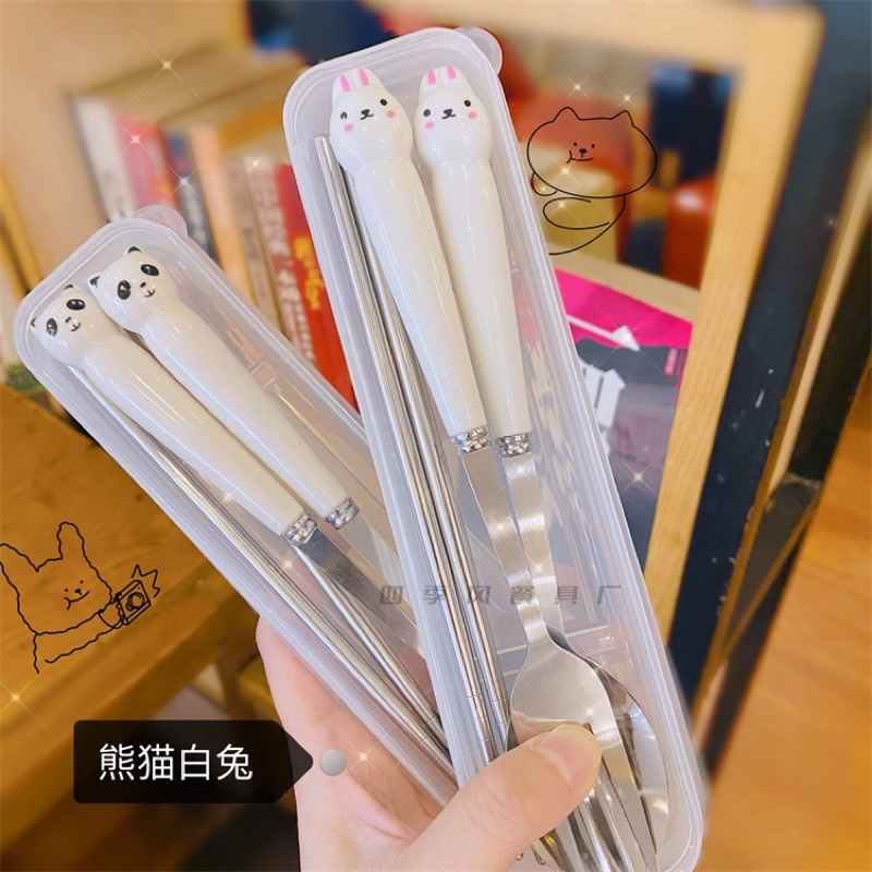 สแตนเลส304แท้แบบหนามีน้ำหนัก👍ช้อนส้อม จัดเซตพร้อมกล่อง ช้อนส้อมพกพาสะดวก สแตนเลสสติลแท้อย่างหนางานเก