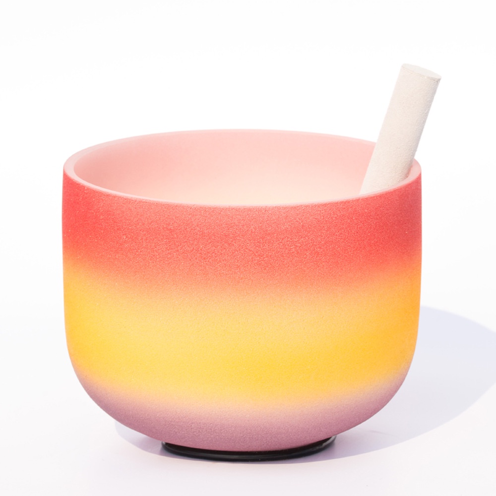 ชามคริสตัลสายรุ้งสีแดง 440HZ/432HZ ชามเพลง Sheepskin Stick การทําสมาธิชามเล่นเครื่องดนตรีโยคะ