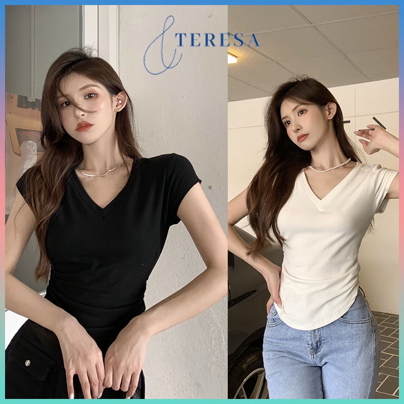 Only เสื้อครอปแขนสั้นคอยูแฟชั่นฤดูร้อนสําหรับผู้หญิง