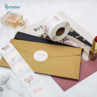 Gprinter สติ๊กเกอร์ขอบคุณ 40x40 mm 400แผ่น การ์ดขอบคุณลูกค้า มันวาว ปั๊มทอง ตัวอักษรสีทอง