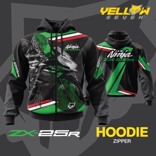 Y7 เสื้อซิ่ง NINJA ZX-25R HOOD ฮู้ด แบบสวม แบบซิป แจ็คเก็ต Jacket พิมพ์ลาย ตรงรุ่น