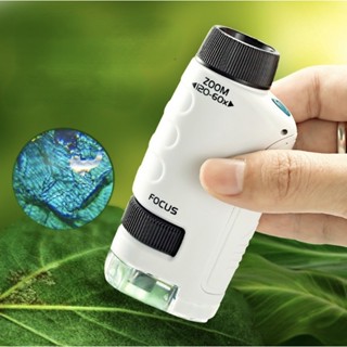 กล้องจุลทรรศน์แบบมือถือขยาย 60 เท่า 120 เท่า Mini handheld Microscope with LED60x120x