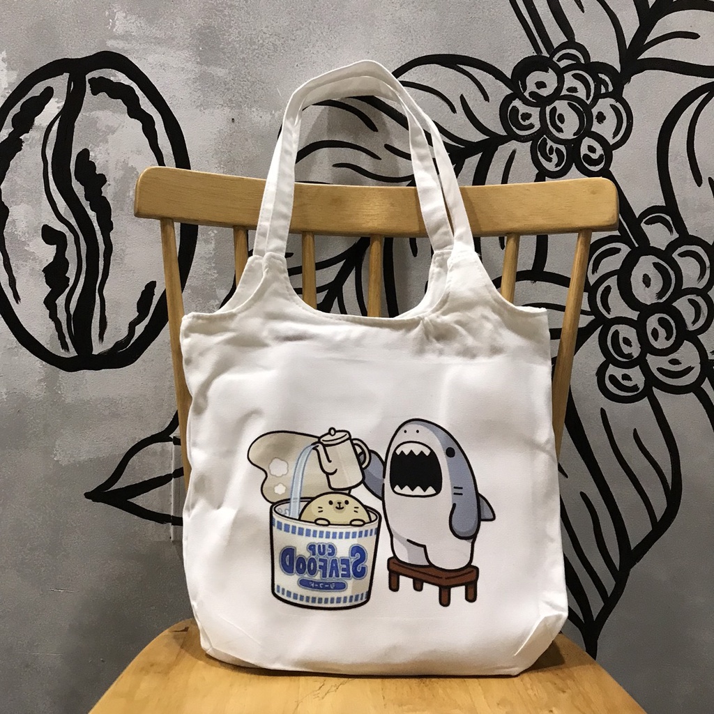 กระเป๋า POLI Tote ผ้าใบโพลี 100% คุณภาพสูง สไตล์แฟชั่น ulzzang พร้อม SHARK BREAD แท้