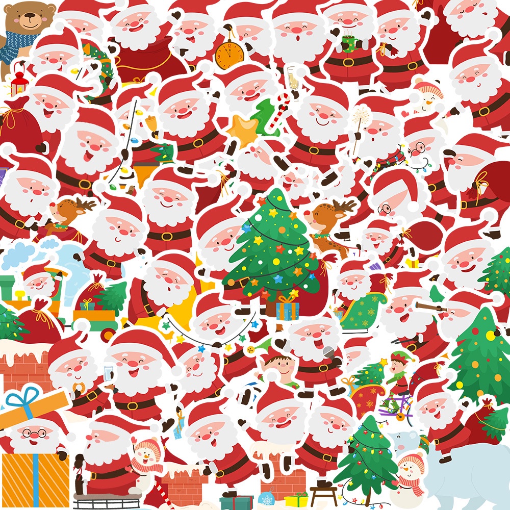 50แผ่น สติ๊กเกอร์ sticker ซานตาคลอส กราฟฟิตี กันน้ำ คอมพิวเตอร์ Santa Claus Merry Christmas Xmas
