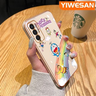 เคสโทรศัพท์มือถือ ลายการ์ตูนโดราเอมอน สีรุ้ง กันกระแทก ป้องกันเลนส์กล้อง มีลายด้านข้าง แบบเต็มเครื่อง สไตล์หรูหรา สําหรับ Tecno รุ่น Pova 3 Pova Neo