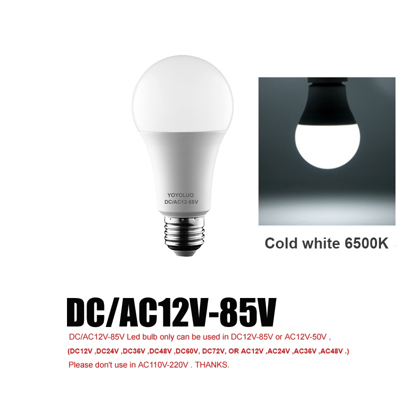 หลอดไฟ LED DC/AC 12V 24V 36V 48V E27 6W 9W 12W 15W หลอดไฟ LED 6500K SMD 2835 บ้าน ตั้งแคมป์ ล่าสัตว์ กลางแจ้ง - รูปที่ 6