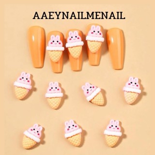 อุปกรณ์อะไหล่แต่งเล็บ Diy ลายการ์ตูนกระต่ายน่ารัก 10ชิ้น
