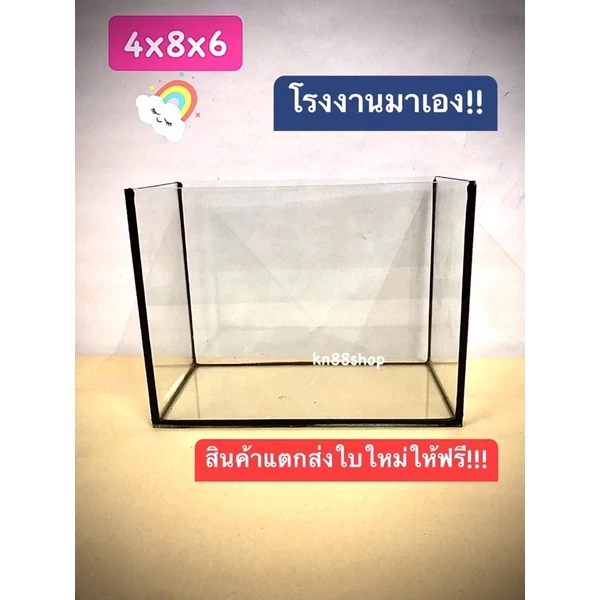 โหลปลากัด 4x8x6 นิ้ว กระจกหนา 3mm กาวใส-กาวดำ