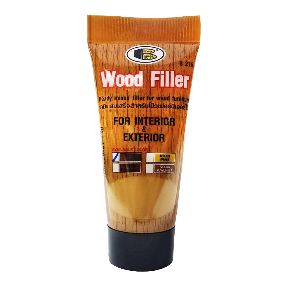 อะคริลิกอุดโป๊วบอสนี่ WOOD FILLER BOSNY B218 วู๊ด ฟิลเลอร์ โป๊วไม้ 250 g. NO.01 สีไม้สัก bonus