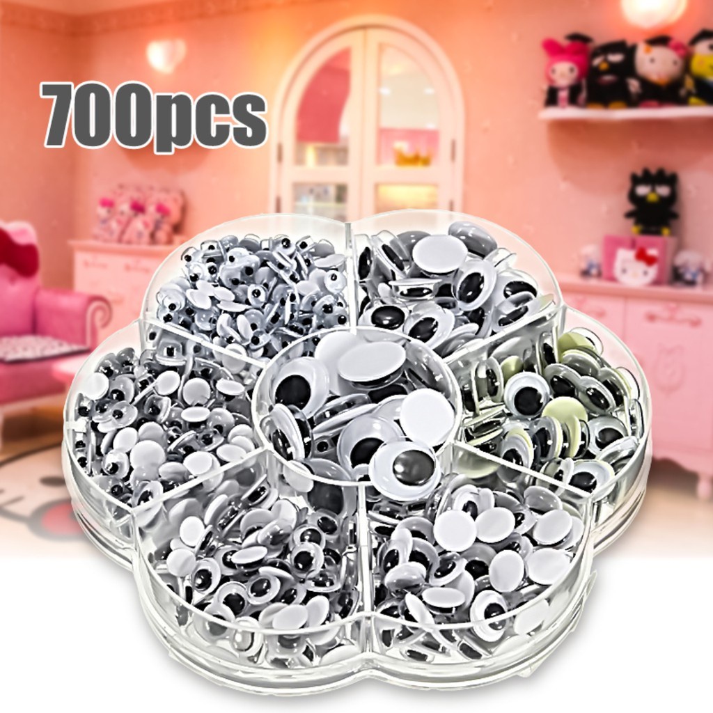 700 ชิ้น/กล่อง 7 ขนาดผสม DIY รอบ Self-Adhesive Multifuncional wiggly googly Eyes Craft ของเล่น