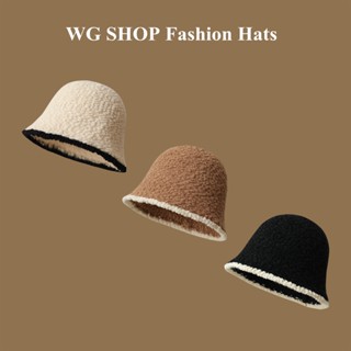 WG SHOP หมวกบักเก็ต ผ้าถัก แฟชั่นฤดูหนาว สําหรับผู้หญิง