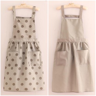 (พร้อมส่ง) ผ้ากันเปื้อนสไตล์ฝรั่งเศส ผ้ากันเปื้อนแนวอาร์ตวิน…