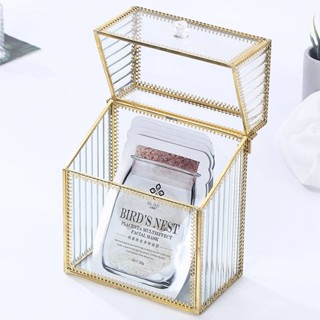 [Changhong Style] Glass Mask Storage Box Dustproof with Cover European Style Desktop Internet Celebrity Cosmetics Organize the Shelves Qz4L