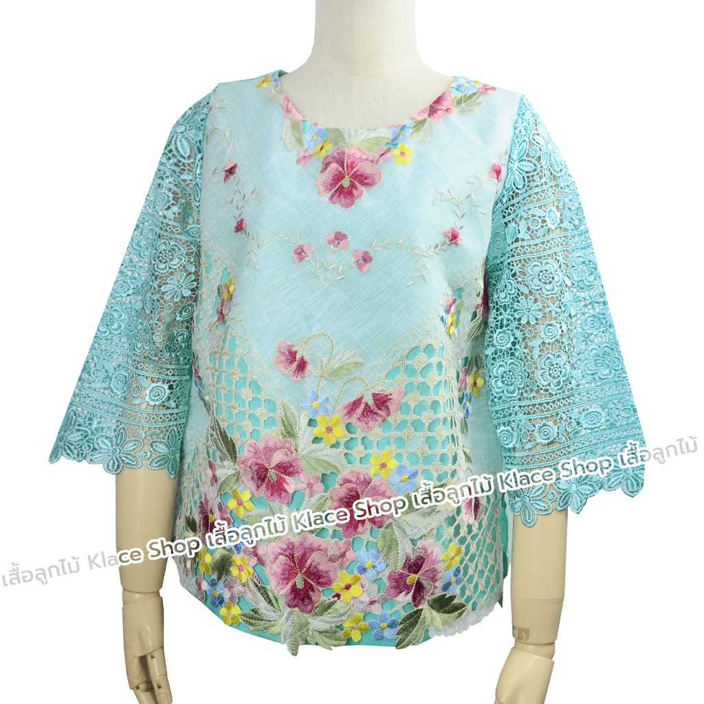 KLACES - เสื้อลูกไม้ ยี่ห้อ In Ka Oil เสื้อลินิน รหัส OKI827