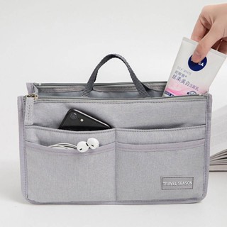 BeeTree Bags// Portable Cationic Portable Cosmetic Bag Large Capacity Double Zipper Liner Bag Middle Bag Cosmetic Storage Bag tSin