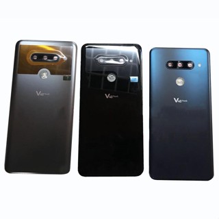 ฝาหลังแบตเตอรี่แก้วเดิมสําหรับชิ้นส่วนซ่อมบาง LG V40 พร้อมเลนส์กล้อง