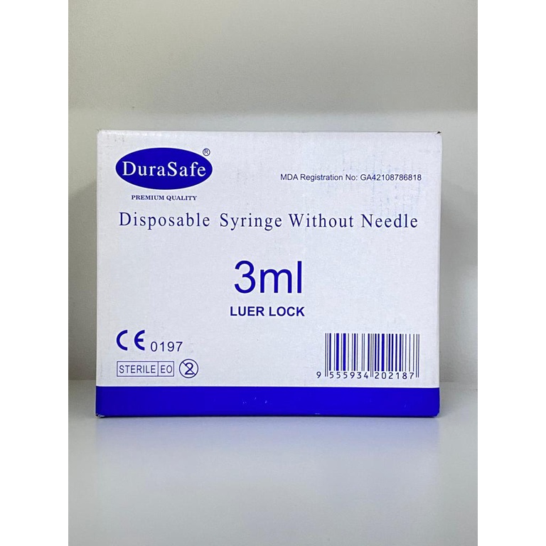 DURASAFE SYRINGE LUER LOCK 3ML 100 ชิ้น/กล่อง