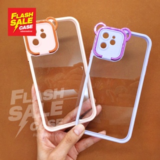 Vivo Y01/Y15s Y02s Y11/Y12/Y15/Y17 Y20/Y20s/Y12s Y21 เคสมือถือซิลิโคน TPU นิ่มใสกันกล้องหูหมีชุบเงาตั้งได้