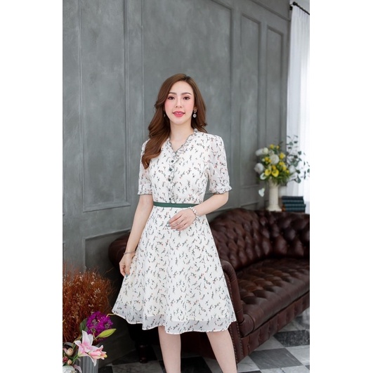 ชุดเดรสผ้าซีฟอง ป้าย Alert