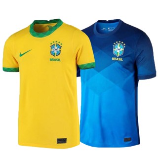 เสื้อกีฬาแขนสั้น ลายทีมชาติฟุตบอล Brazil Home Away 2020-21 คุณภาพสูง ไซซ์ S-2XL