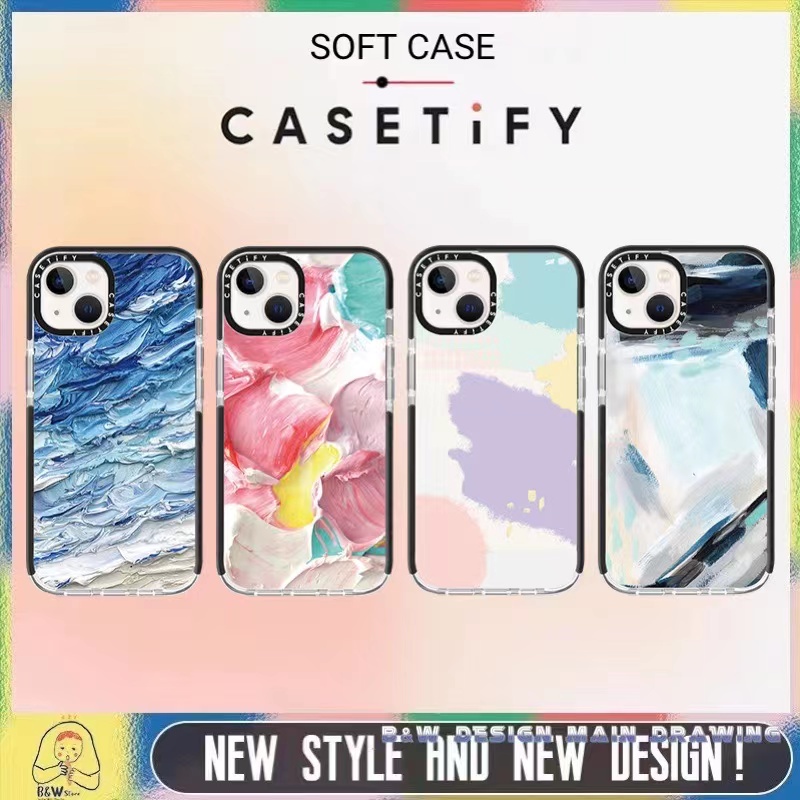 Casetify เคสโทรศัพท์มือถือนิ่ม แบบใส กันกระแทก ป้องกัน ลายภาพวาดกลีบดอกไม้ทะเล สําหรับ iPhone 14 13 12 Pro Max 11 Pro Max
