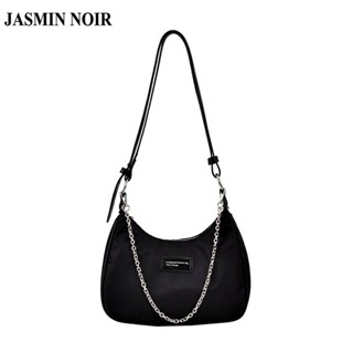 Jasmin NOIR กระเป๋าสะพายไหล่ กระเป๋าถือ ผ้าออกซฟอร์ด ลายพระจันทร์ครึ่งเสี้ยว พร้อมสายสะพาย สําหรับผู้หญิง