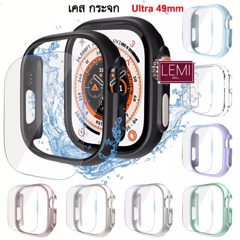 เคสกระจก แอปเปิ้ลวอทช์ Ultra 49mm เคสแข็ง เคสกันกระแทก กันรอยขีดข่วน พร้อมฟิล์มกระจกนิรภัย สําหรับ Apple Watch Ultra Cas