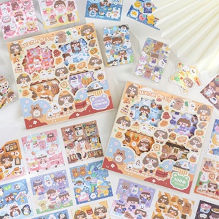 Peach 100Pcs Cartoon Warm Time Cute Girl sticker gift box Journal Scrapbook Decor Sticker