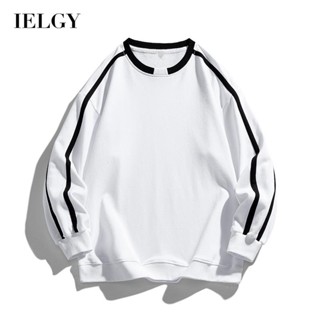 Ielgy เสื้อลําลอง แขนยาว คอกลม ไร้ฝาปิด เข้ากับทุกการแต่งกาย สําหรับผู้ชาย