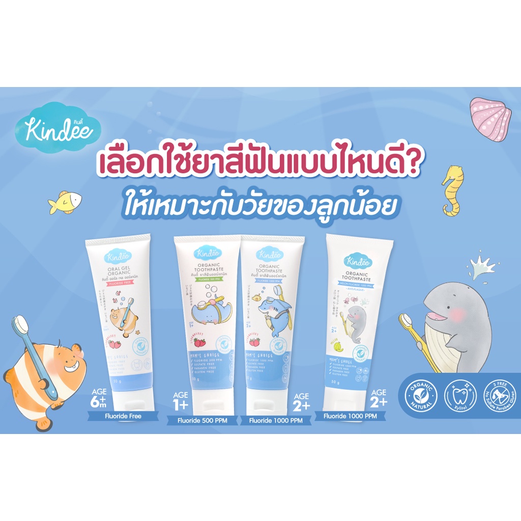 ยาสีฟันเด็ก Kindee oral gel คินดี้ ยาสีฟันออแกนิค สำหรับเด็กอายุ 6เดือนขึ้นไป ยาสีฟันเด็ก กลืนได้ ปลอดภัย
