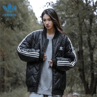 เสื้อแจ็กเก็ต ผ้าฝ้าย แบบหนา ปักลายโลโก้ Adidas ให้ความอบอุ่น แฟชั่นฤดูหนาว สําหรับผู้ชาย และผู้หญิง