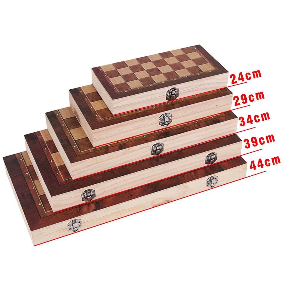 Chess Game  3 In 1 Chess Set Wooden Backgammon Checkers Indoor Travel Chess Wooden Folding Chessboard Chess Pieces Chess