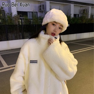 RUO BEI XUAN เสื้อโค้ทผู้หญิง เสื้อคลุมขนสัตว์แกะ ใหม่ เสื้อกันหนาวที่อบอุ่นเป็นพิเศษ เวอร์ชั่นเกาหลี เสื้อโค้ททุกตัว