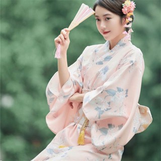 ชุดกิโมโน แบบดั้งเดิมของญี่ปุ่น พร้อมเครื่องแต่งกายคอสเพลย์ Yukata สีขาว สําหรับเต้นรํา