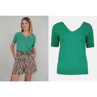 TU Green V-Neck Short Sleeve Knitted Jumper