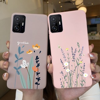 เคสโทรศัพท์ซิลิโคน TPU แบบนิ่ม ผิวด้าน กันกระแทก ลายไดโนเสาร์ และดอกไม้ สําหรับ Xiaomi Mi 11T 11T Pro Mi11T Pro Mi 11 T Pro