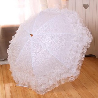 Double Layer Lace Umbrella UV Sun Protection Parasol Umbrella White Wedding Umbrellas Mini Folding Princess Umbrellas fo