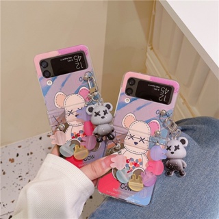 เคสโทรศัพท์มือถือ PC แบบแข็ง ลายการ์ตูนหมีน่ารัก กันกระแทก สําหรับ Samsung Galaxy Z Flip 4 5G 3in1 Z Flip 3