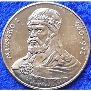 เหรียญ​โปแลนด์​ Poland, 50​ Zlotych, (ที่ระลึก​ Duke Mieszko I),กึ่งใหม่, #2402T