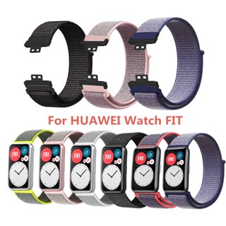 สายรัดห่วงกีฬาแบบถักไนลอนสำหรับเปลี่ยนสำหรับนาฬิกา Huawei watch Fit สายนาฬิกาแฟชั่นคลาสสิกกันน้ำและระบายอากาศ