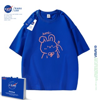 เสื้อคอกลม แขนสั้น ผ้าฝ้าย พิมพ์ลายหมี NASA ทรงหลวม สวมใส่สบาย อเนกประสงค์