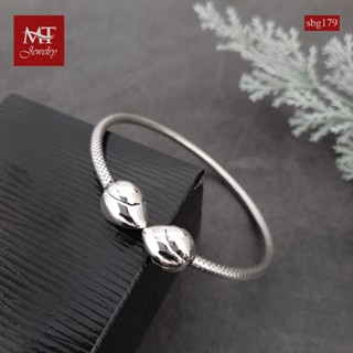 MT กำไลข้อมือเงินแท้ รูปดอกบัว (ก้านกำไลมีลวดลาย) ข้อมือ 16, 17 ซม. Solid 925 Sterling Silver Bangle (sbg179) MT Jewelry มณีธารา