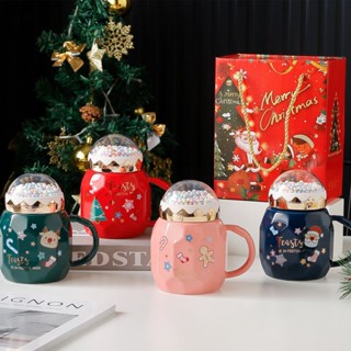 พร้อมส่ง! 💗Christmas ceramic cup creative cartoon mug drinking cup