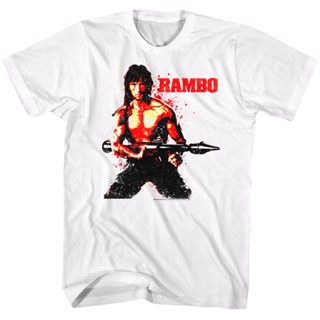 Blood Splattered Rambo T-Shirt เสื้อขาว เสื้อวินเทจชาย