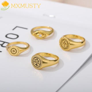 MXMUSTY Exaggeration Finger Rings Punk Sun Aesthetic Rings Eye Gift Accessories Face For Men Women Vintage Fashion Jewelry