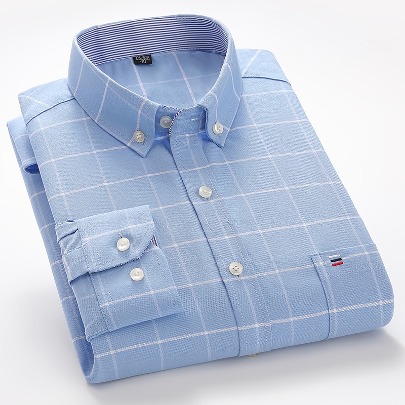ลําลองผ้าฝ้าย 100% Oxford ลายสก๊อตแขนยาว Man เสื้อ Plus ขนาด 7xl เสื้อเชิ้ตผู้ชาย
