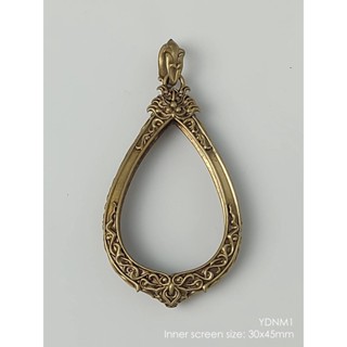 YDNM1Brass Yodnam1 amulet casing 30x45mm กรอบพระทองเหลือง ทรงหยดน้ำใหญ่ ขนาดภายในประมาณ 30x45mm