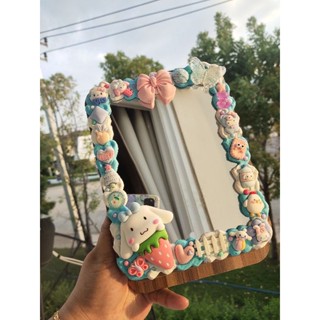 กระจกตั้งโต๊ะ DIY ลายชินนาม่อนสีฟ้า