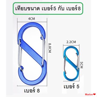 จัดส่งตรงจุด[[ PongFishing ]] CARABINER ทรง S เบอร์5 50x22 มม. เบอร์8 88x40 มม.ห้อยอุปกรณ์ สารพัดประโยชน์ ติดกล่องไว้ได้